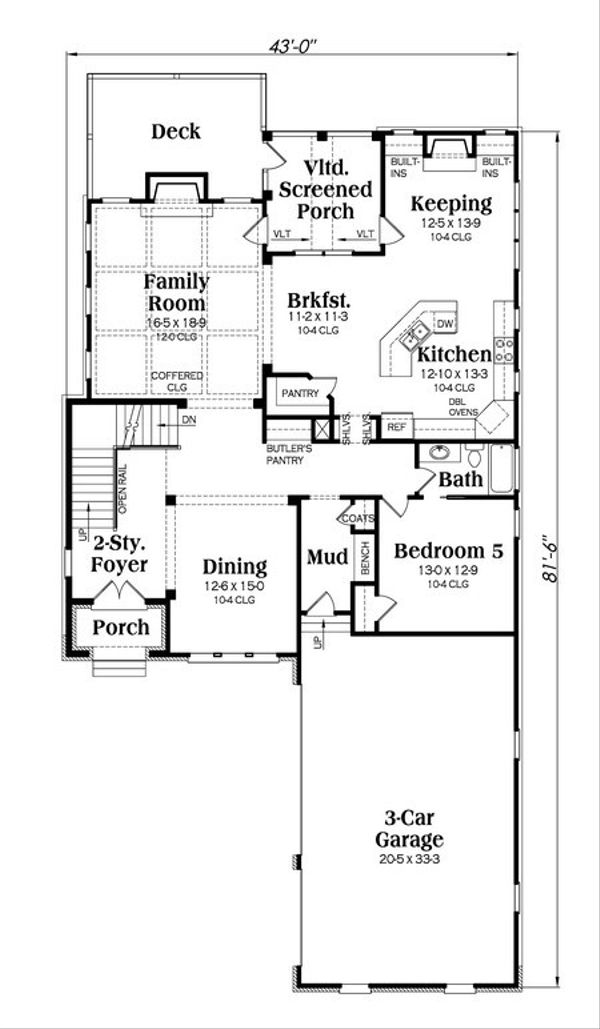 European Style House Plan - 5 Beds 5 Baths 3922 Sq/Ft Plan #419-233 ...