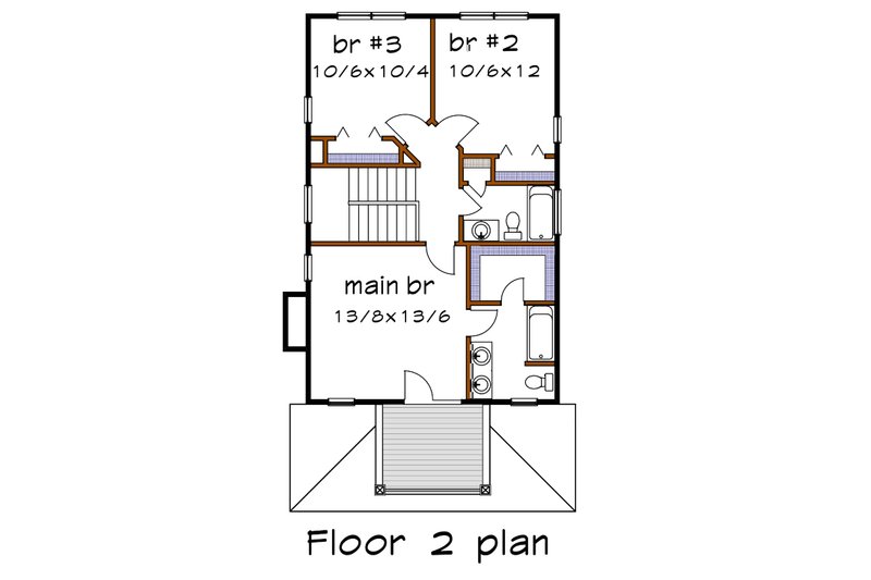 Dream House Plan - Floor Plan - Upper Floor for Southern House Plan #79-198 - 3 bed, 2.5 bath