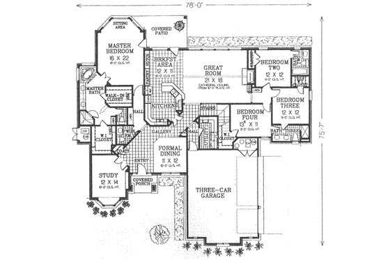 Floor Plan - Main Floor for European House Plan #310-493 - 4 bed, 3.5 bath
