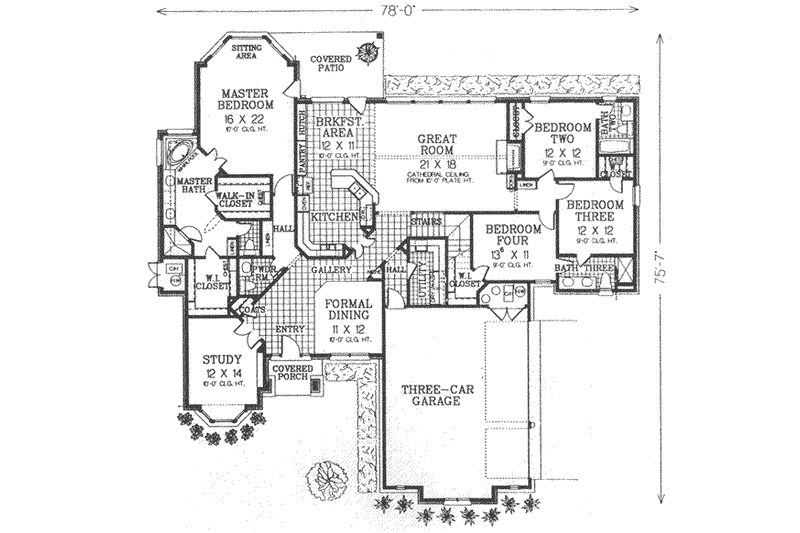 Dream House Plan - Floor Plan - Main Floor for European House Plan #310-493 - 4 bed, 3.5 bath