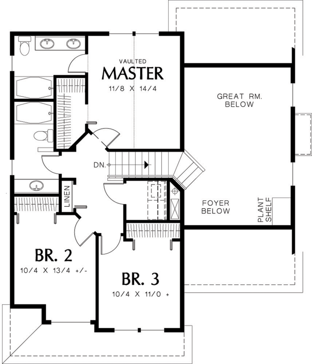 Traditional Style House Plan 3 Beds 2.5 Baths 1500 Sq/Ft