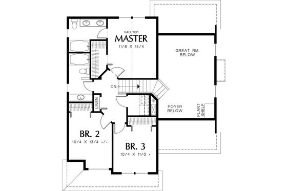 Floor Plan - Upper Floor for Barndominium House Plan #48-113 - 3 bed, 2.5 bath