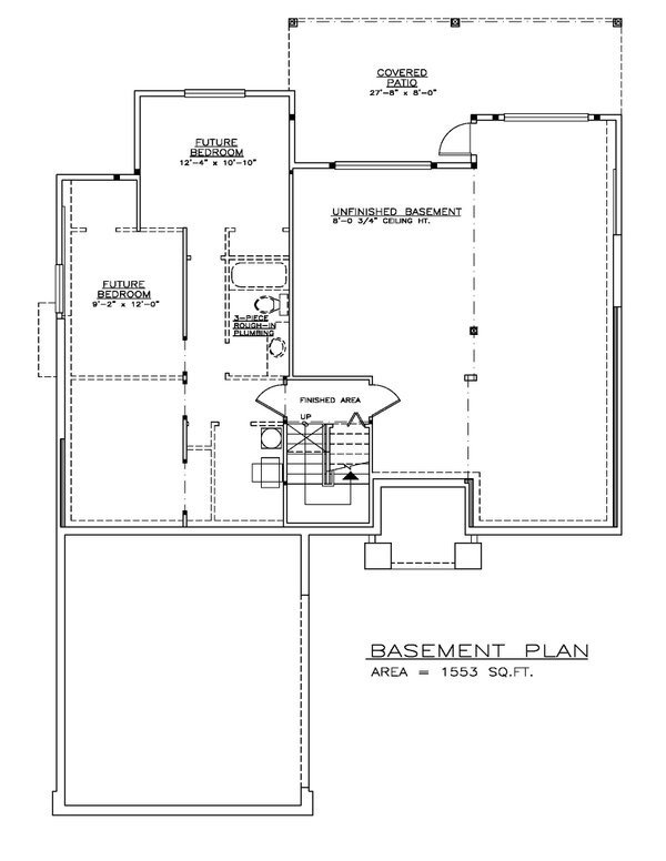 House Design - Floor Plan - Lower Floor for Craftsman House Plan #1100-145 - 2 bed, 2 bath