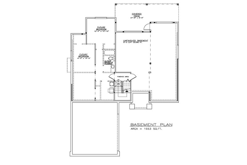 House Design - Floor Plan - Lower Floor for Craftsman House Plan #1100-145 - 2 bed, 2 bath