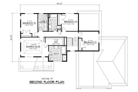 Floor Plan - Upper Floor for Traditional House Plan #51-279 - 4 bed, 2.5 bath