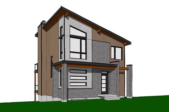 Exterior - Front Elevation for Contemporary House Plan #23-2660 - 2 bed, 1 bath
