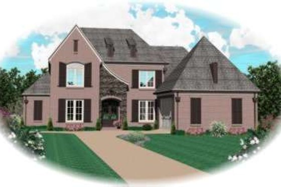 Exterior - Front Elevation for European House Plan #81-1145 - 4 bed, 3 bath