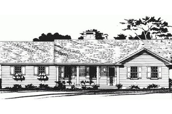 Exterior - Front Elevation for Country House Plan #10-121 - 2 bed, 2 bath