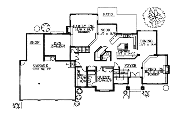 Floor Plan - Main Floor for European House Plan #97-210 - 4 bed, 3.5 bath