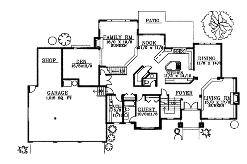 Home Plan - Floor Plan - Main Floor for European House Plan #97-210 - 4 bed, 3.5 bath