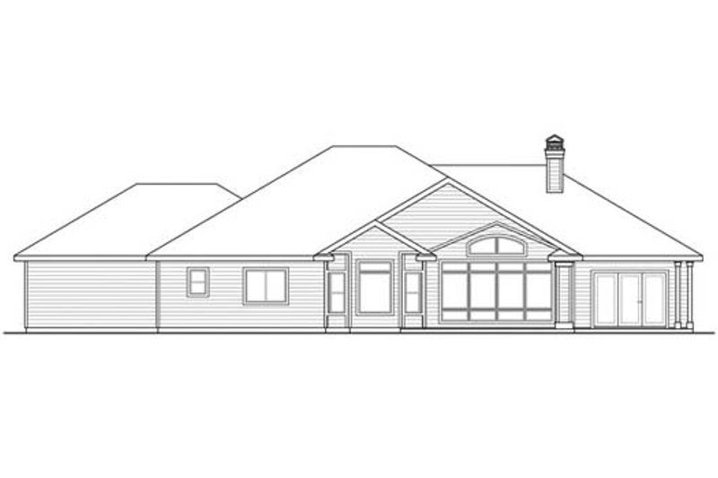 Dream House Plan - Exterior - Rear Elevation for Ranch House Plan #124-858 - 3 bed, 2.5 bath