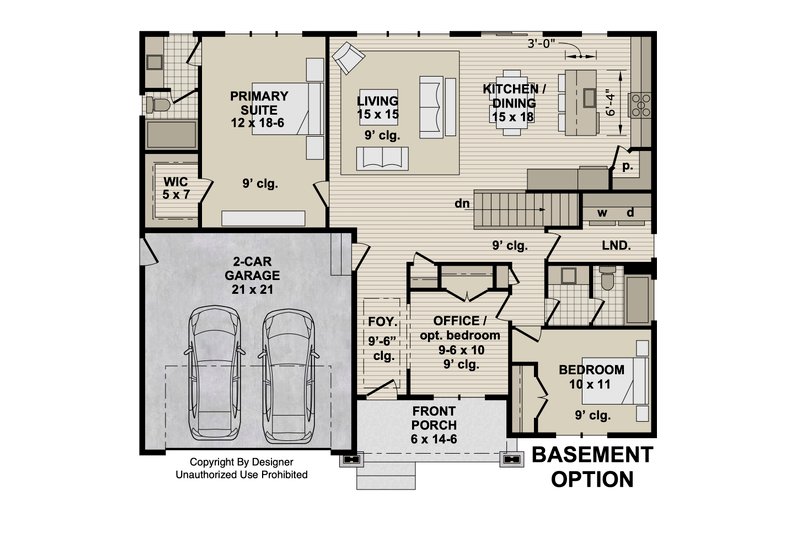 House Design - Floor Plan - Main Floor for Farmhouse House Plan #51-1557 - 2 bed, 2 bath