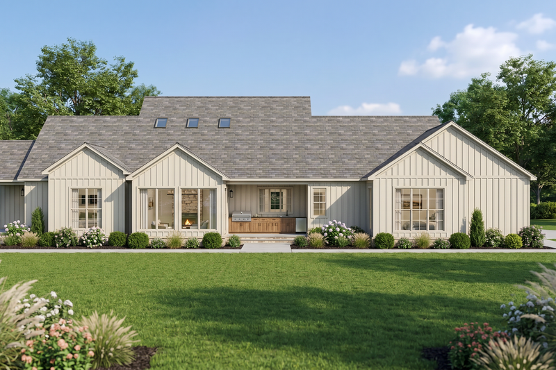 Architectural House Design - Exterior - Rear Elevation for Farmhouse House Plan #923-500 - 4 bed, 3.5 bath