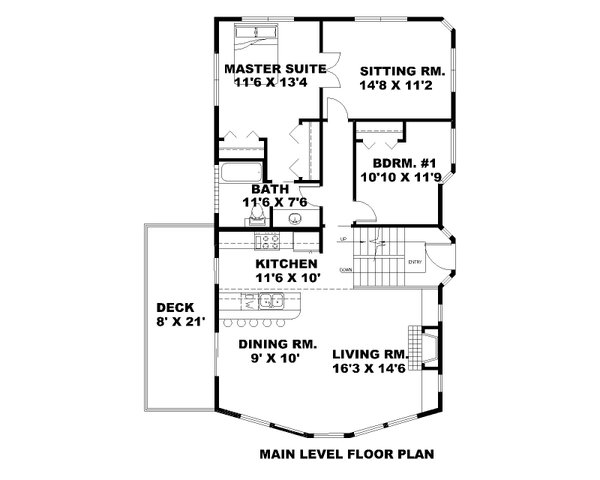 Floor Plan - Main Floor for Cabin House Plan #117-1093 - 4 bed, 3 bath