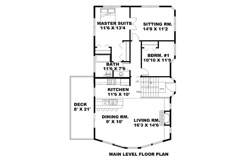 Home Plan - Floor Plan - Main Floor for Cabin House Plan #117-1093 - 4 bed, 3 bath