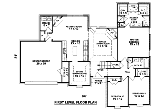 Floor Plan - Main Floor for Traditional House Plan #81-959 - 4 bed, 3 bath