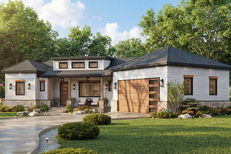 Home Plan - Exterior - Front Elevation 5 for Contemporary House Plan #54-688 - 3 bed, 2 bath