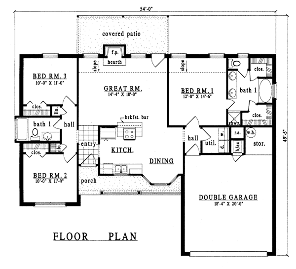 Ranch Floor Plan - Main Floor Plan #42-185