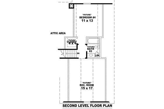Floor Plan - Upper Floor for European House Plan #81-871 - 3 bed, 2 bath