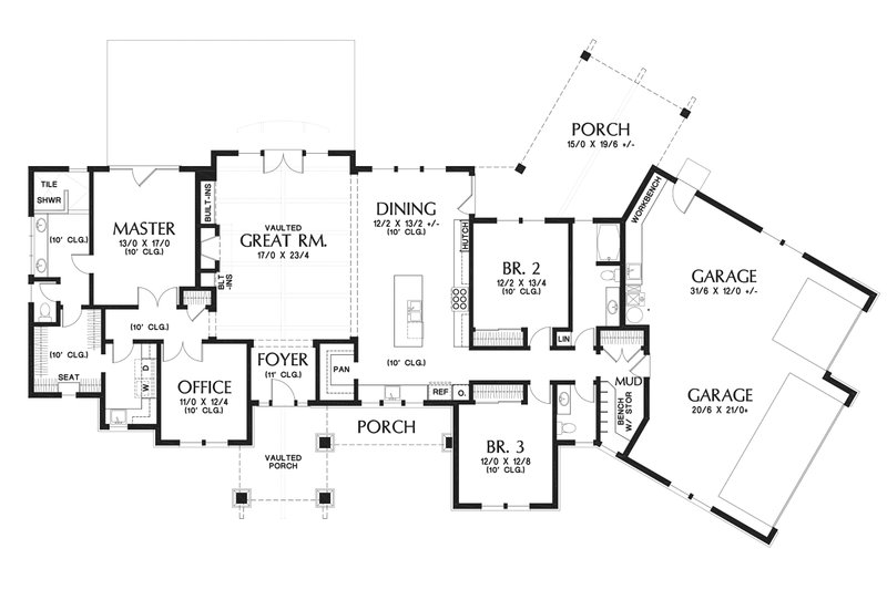Home Plan - Floor Plan - Main Floor for Craftsman House Plan #48-960 - 3 bed, 2.5 bath