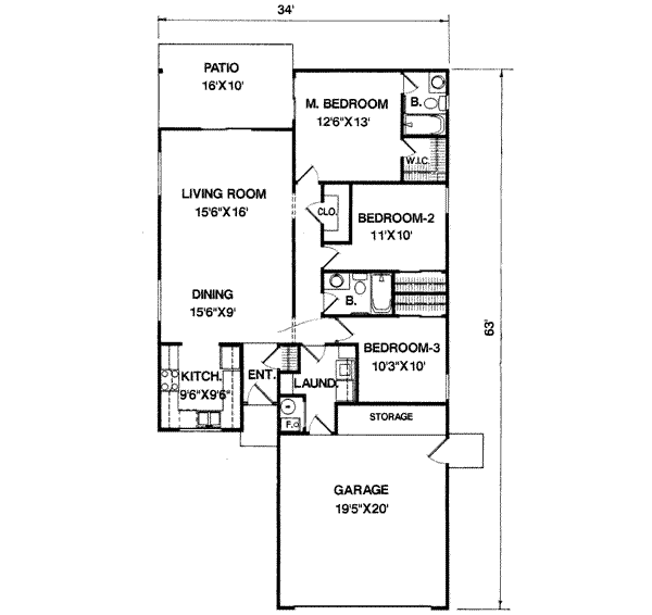 Ranch Floor Plan - Main Floor Plan #116-205