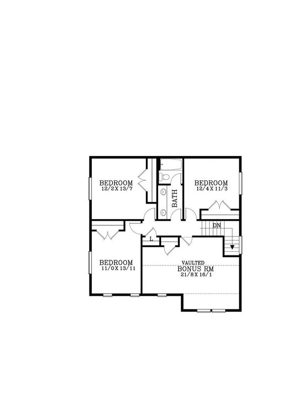 Craftsman Floor Plan - Upper Floor Plan #53-538