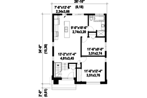 Floor Plan - Main Floor for Contemporary House Plan #25-4325 - 2 bed, 1 bath