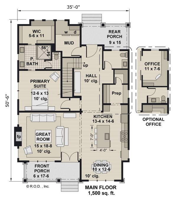 House Blueprint - Farmhouse Floor Plan - Main Floor Plan #51-1452