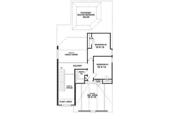Floor Plan - Upper Floor for Southern House Plan #81-146 - 3 bed, 2.5 bath
