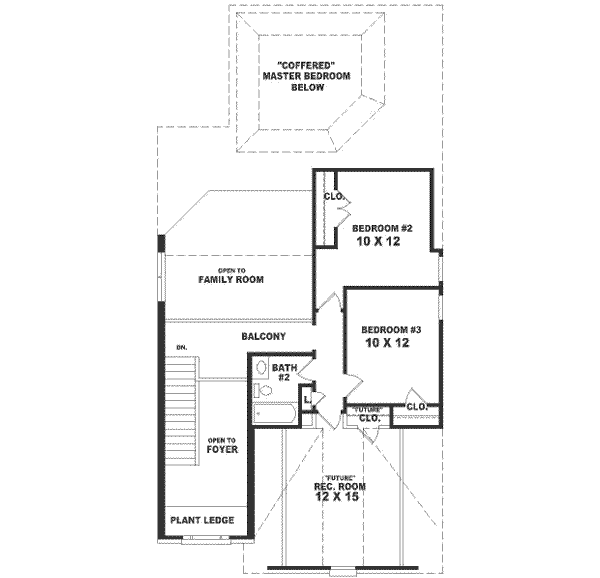 Floor Plan - Upper Floor for Southern House Plan #81-146 - 3 bed, 2.5 bath