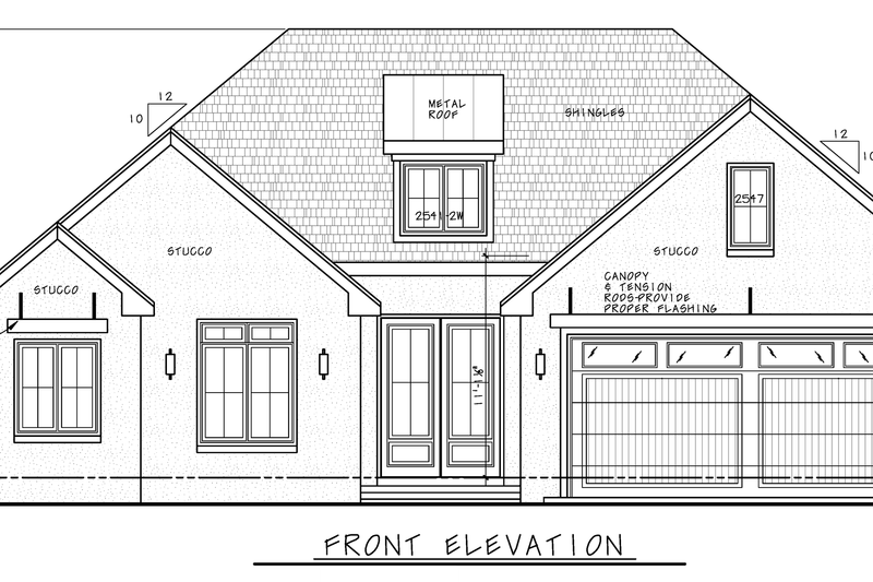 House Blueprint - Exterior - Front Elevation 3 for Modern House Plan #20-2608 - 2 bed, 2 bath