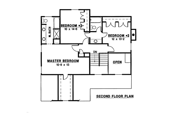 Floor Plan - Upper Floor for Traditional House Plan #67-179 - 3 bed, 3 bath
