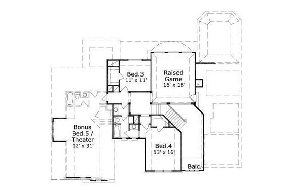 Floor Plan - Upper Floor for European House Plan #411-434 - 4 bed, 3.5 bath