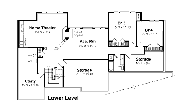 European Floor Plan - Lower Floor Plan #312-629