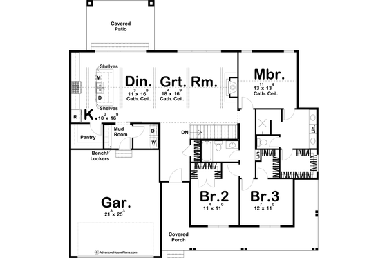 Floor Plan - Main Floor for Modern House Plan #455-281 - 3 bed, 2 bath