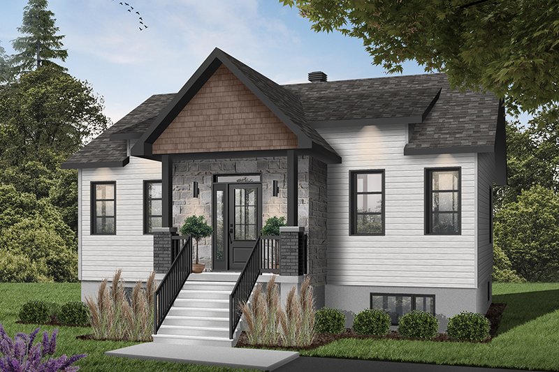 Dream House Plan - Exterior - Front Elevation 4 for Bungalow House Plan #23-2803 - 2 bed, 1 bath