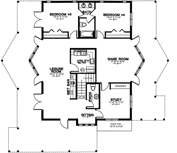 Contemporary Floor Plan - Lower Floor Plan #115-154