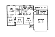 European Style House Plan - 3 Beds 2 Baths 1121 Sq/Ft Plan #16-101 