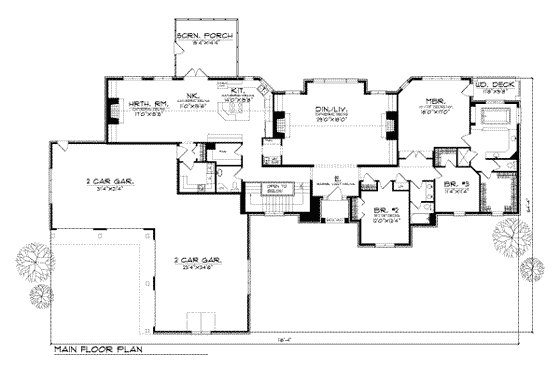 Floor Plan - Main Floor for European House Plan #70-467 - 3 bed, 2.5 bath