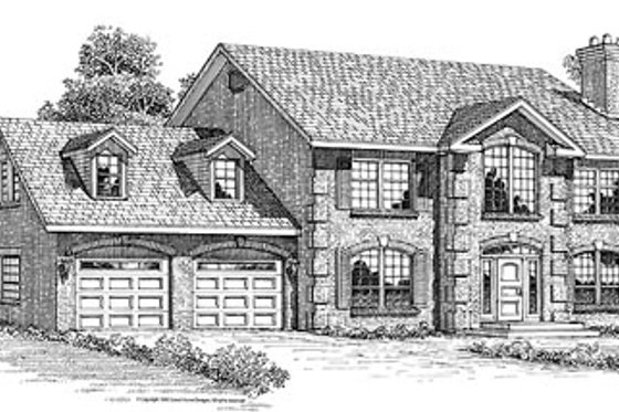 Exterior - Front Elevation for European House Plan #47-296 - 3 bed, 2.5 bath