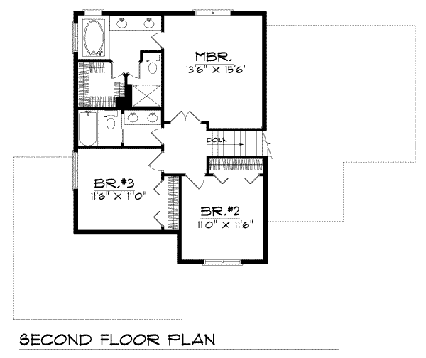 Traditional Floor Plan - Upper Floor Plan #70-238