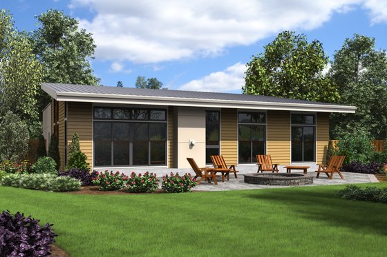 Exterior - Rear Elevation for Contemporary House Plan #48-668 - 3 bed, 2 bath