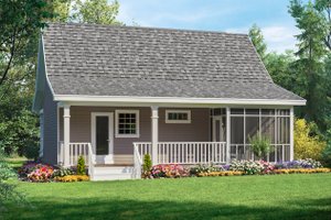 Exterior - Rear Elevation for Country House Plan #21-206 - 1 bed, 1 bath