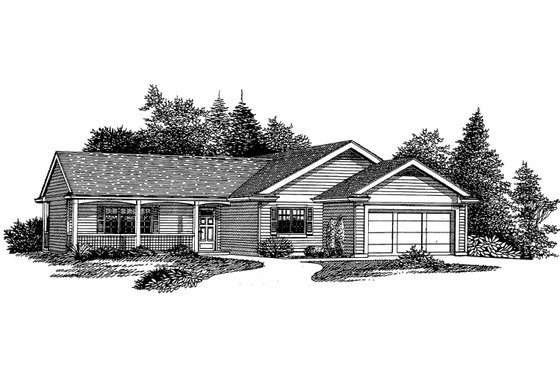Exterior - Front Elevation for Craftsman House Plan #53-537 - 3 bed, 2 bath