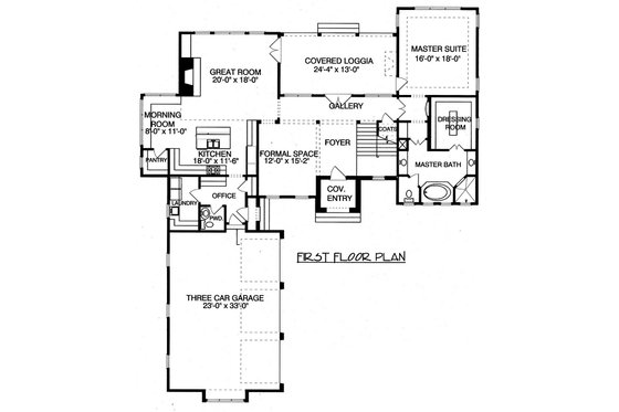 Floor Plan - Main Floor for Craftsman House Plan #413-856 - 4 bed, 4.5 bath