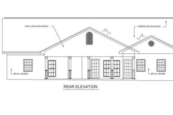Exterior - Rear Elevation 3 for Country House Plan #44-108 - 4 bed, 2 bath