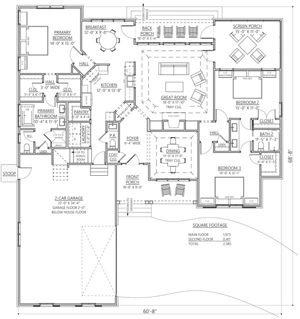 Craftsman Floor Plan - Main Floor Plan #1094-2