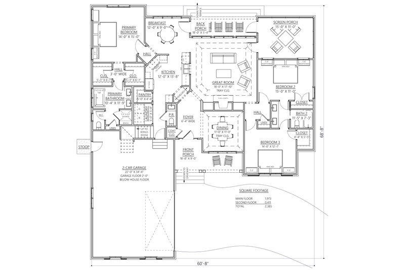 Home Plan - Floor Plan - Main Floor for Craftsman House Plan #1094-2 - 3 bed, 3.5 bath