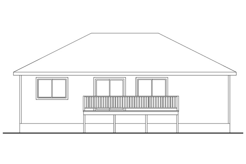 Home Plan - Exterior - Rear Elevation for Ranch House Plan #124-548 - 3 bed, 2 bath
