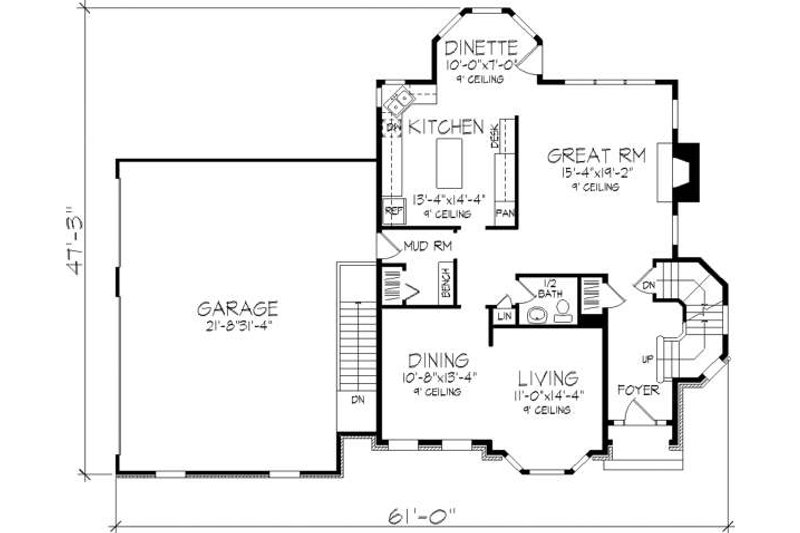 Architectural House Design - Floor Plan - Main Floor for European House Plan #320-147 - 3 bed, 2.5 bath